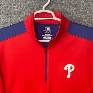 Philadelphia Phillies Mens 2XL Red Blue Quarter Zip Pullover Fleece Jacket MLB